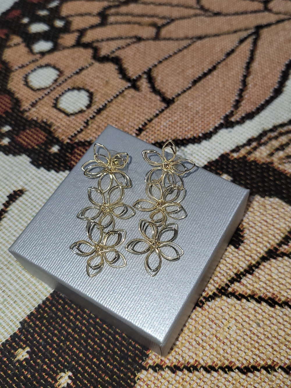 Delicate Gold Floral Drop Earrings for Women